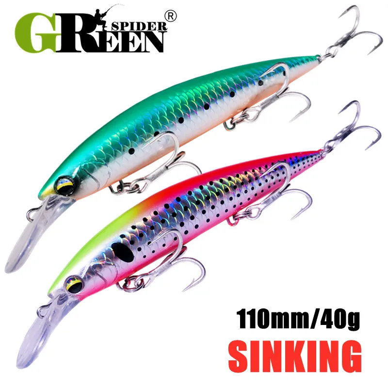 Fishing Lure Jerkbait - GREENSPIDER Pesante Minnow 110mm Affondamento Jerkbait