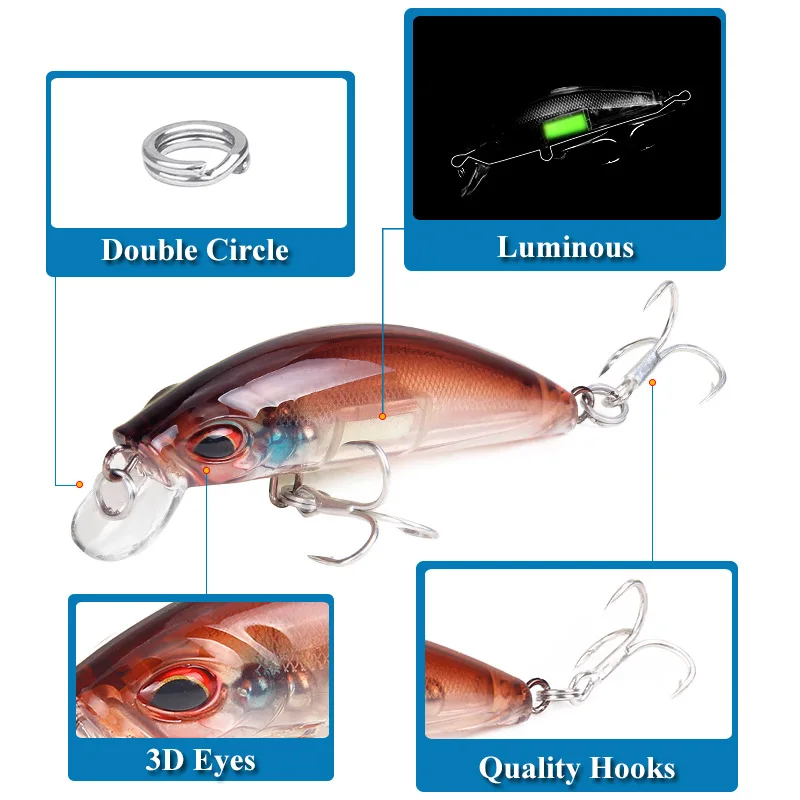 Occhi 3D Luminosi Minnow Esche - Fishing Lure Crankbait recensione e prezzo