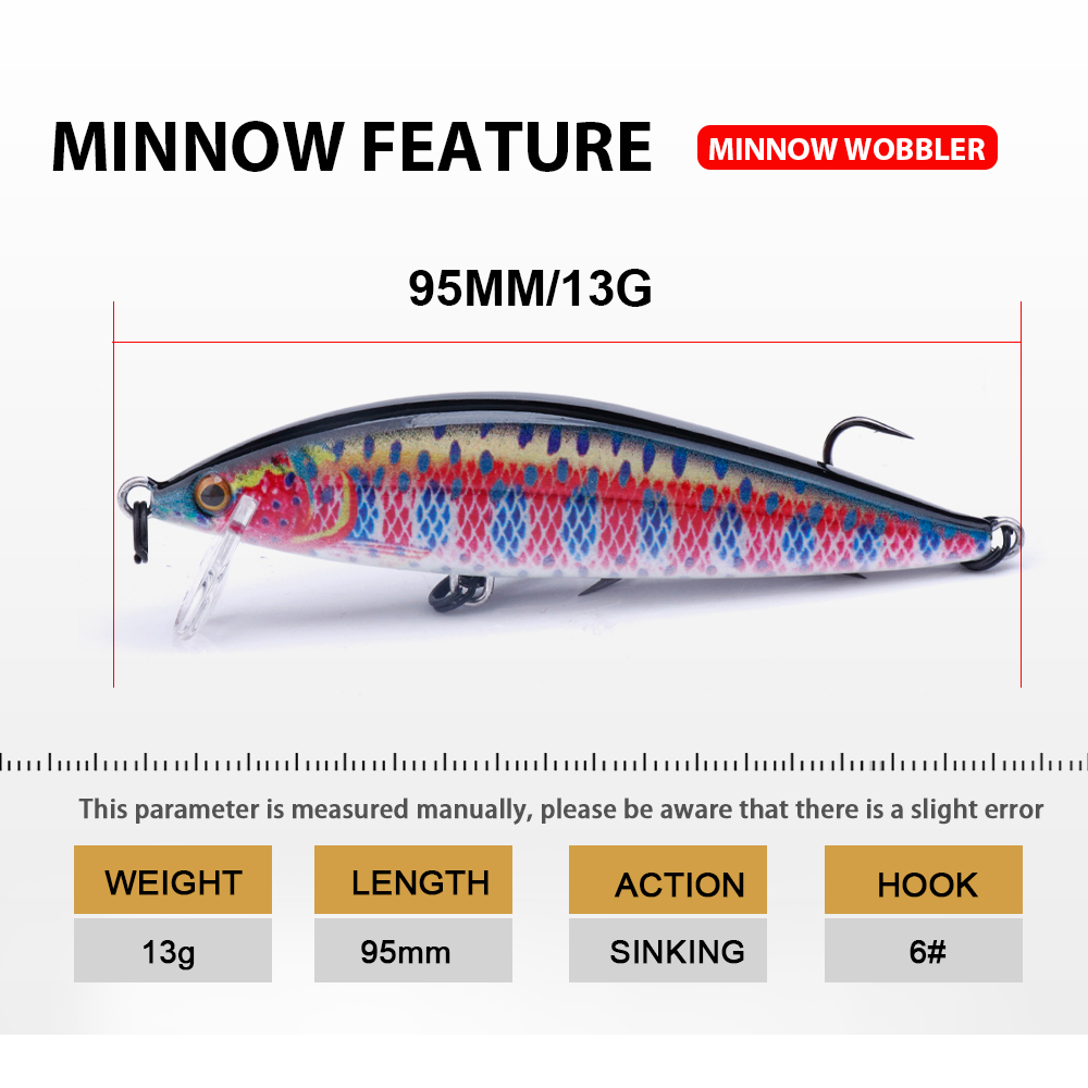 Agoie 3 pz 95mm 13g Minnow Aff - Fishing Lure Jerkbait recensione e prezzo